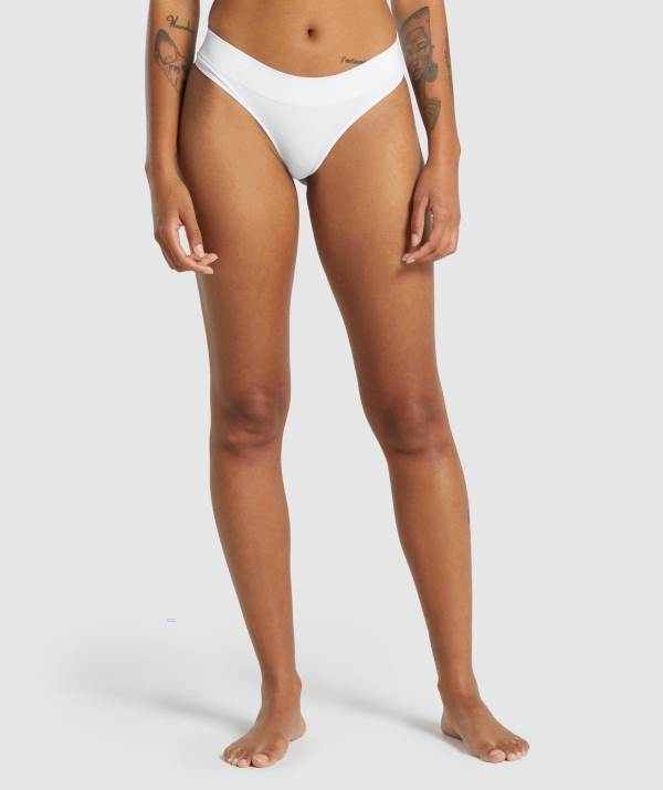 Damske Spodne Pradlo Gymshark Seamless Thong Biele | FG4582396